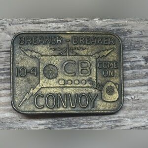 Vintage CB Radio Convoy Trucker Belt Buckle Breaker Breaker 10-4
